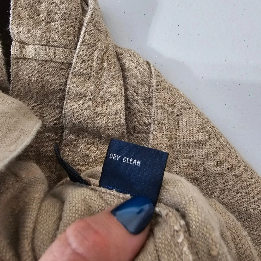 Vintage Polo Ralph Lauren Linen Cinch Back Pants 36x32 Tan Y2K Heritage Coastal